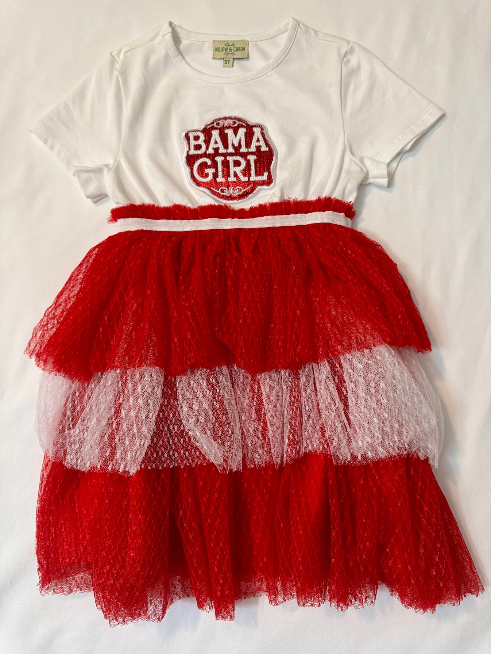 Red & White Bama Girl Princess- Short Sleeve
