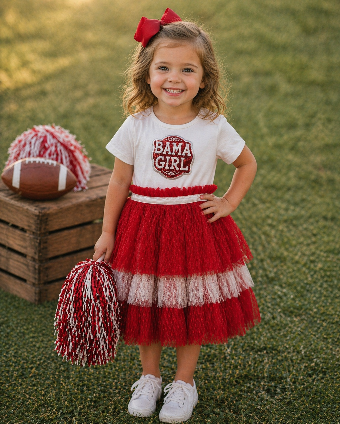 Red & White Bama Girl Princess- Short Sleeve
